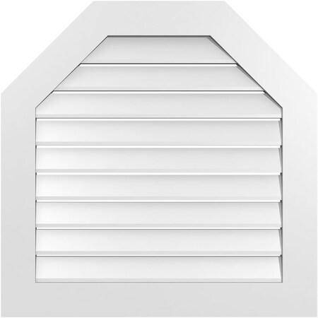 Ekena Millwork Octagonal Top Surface Mount PVC Gable Vent: Functional, w/ 3-1/2"W x 1"P Standard Frame, 32"W x 32"H GVPOT32X3201SF